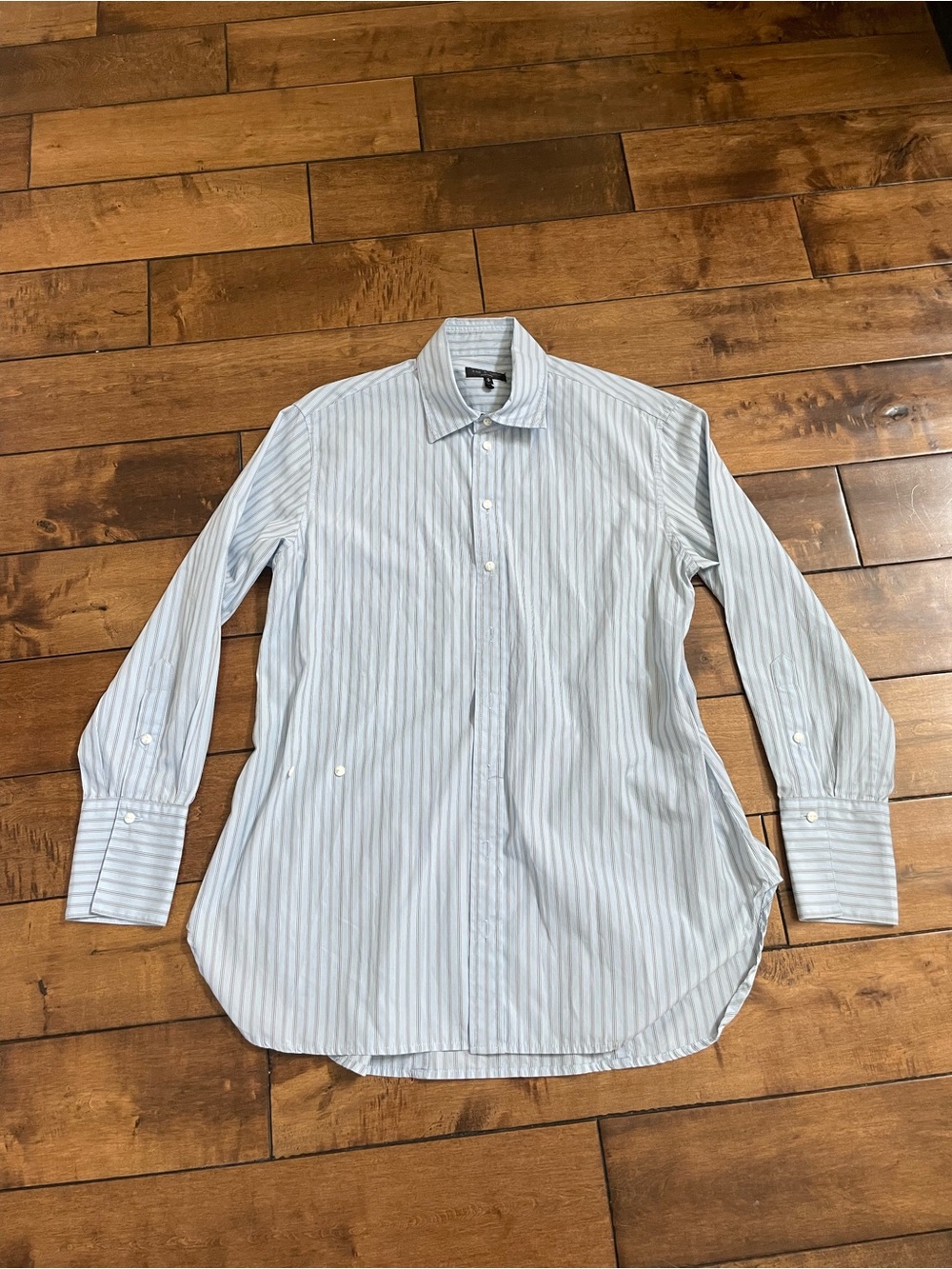 rag & bone Light Blue and White Striped Dress Shirt